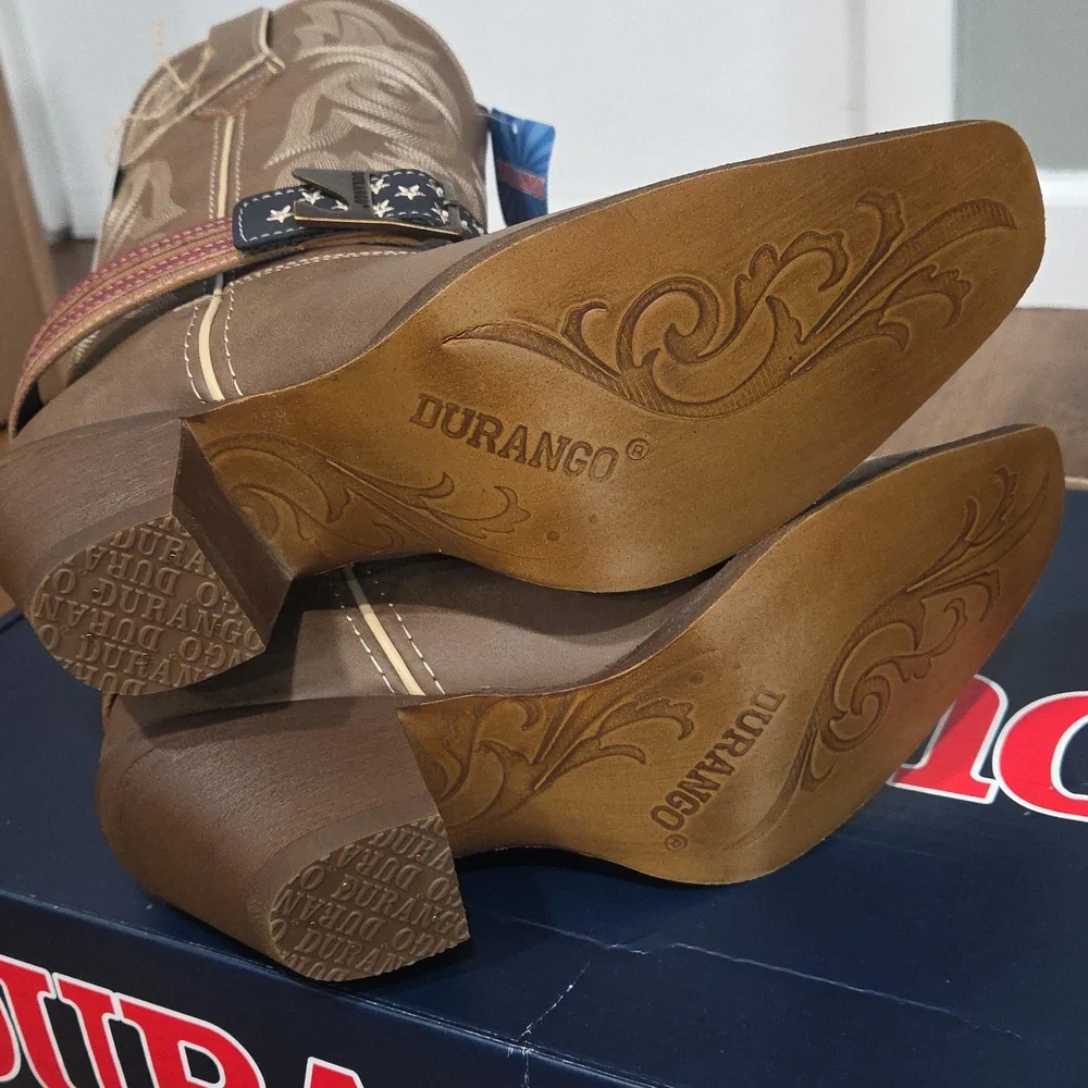 Durango Women's Tan Western Heeled Boots - Picture 8 of 12